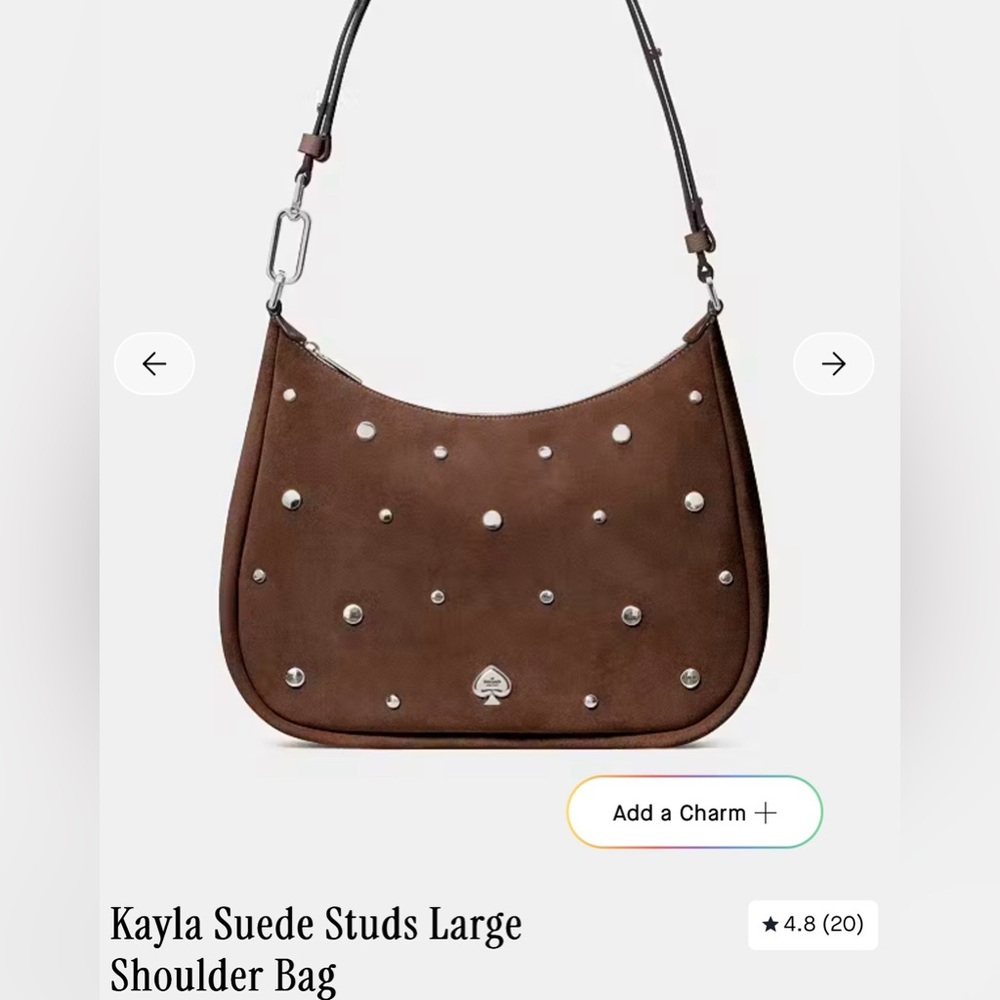NWT Kate Spade Chocolate Studded Shoulder Bag